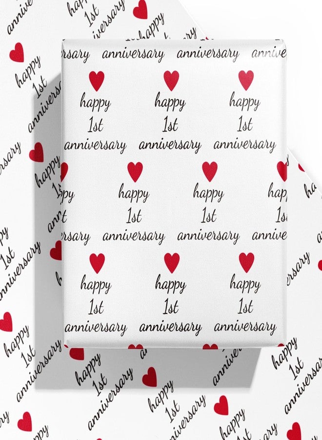 WRAPAHOLIC Anniversary Wrapping Paper Sheet - 6 Sheets 1st Anniversary Design Folded Flat for Husband, Wife, Boyfriend, Girlfriend, Birthday, Valentines Day - 19.7 Inch X 27.5 Inch Per Sheet - Image 1